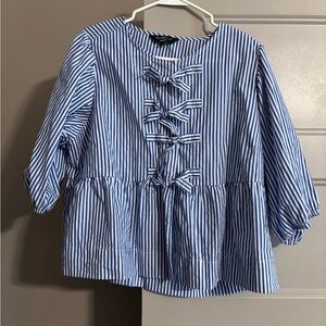 Velvet Heart Blue and White Striped Blouse